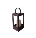 Metal Wind Lanterns Stainless Steel Wooden Candle Holders with Clear Glass Rope Handle Garden Decorations