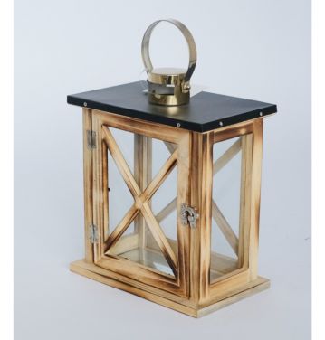 Metal Wind Lanterns Stainless Steel Wooden Candle Holders JL060010