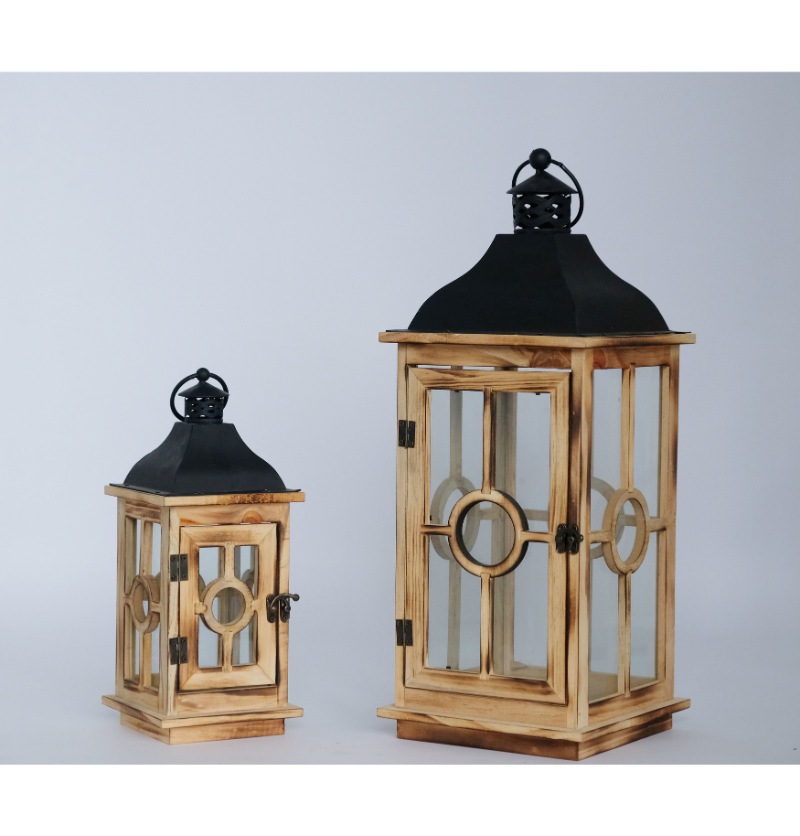 Farmhouse Vintage Decorative Wood Lantern Wash White Effect Outdoor Use for Wedding and Garden JL060037