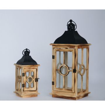 Farmhouse Vintage Decorative Wood Lantern Wash White Effect Outdoor Use for Wedding and Garden JL060037