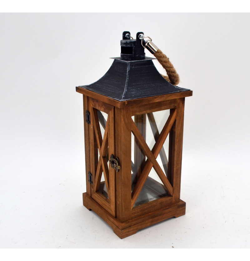 Wooden Candle Lantern Decorative Patio Decor Lantern Holder Decor for Indoor Outdoor JL060042S