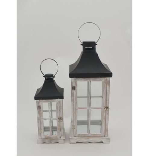 Christmas Decorative Lantern Wooden & Iron Candle Lanterns for Home Indoor & Outdoor Vintage Style Hanging Lan
