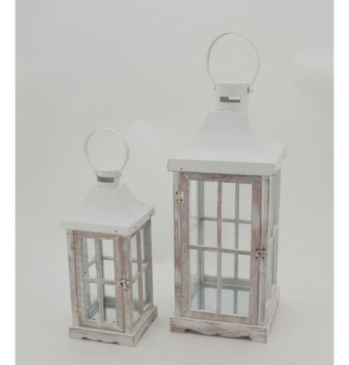 Christmas Decorative Lantern Wooden & Iron Candle Lanterns for Home Indoor & Outdoor Vintage Style Hanging Lan