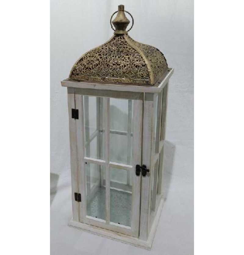 Wood Wooden Decorative Glass Candle Lantern Vintage Rustic Large Hanging Candle Holder JL060125