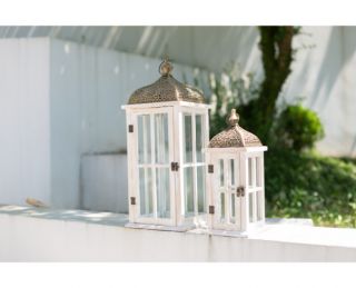 Wood Wooden Decorative Glass Candle Lantern Vintage Rustic Large Hanging Candle Holder