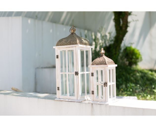 Wood Wooden Decorative Glass Candle Lantern Vintage Rustic Large Hanging Candle Holder