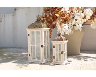 Wood Wooden Decorative Glass Candle Lantern Vintage Rustic Large Hanging Candle Holder