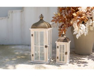 Wood Wooden Decorative Glass Candle Lantern Vintage Rustic Large Hanging Candle Holder