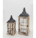 Hot selling Cheap christmas candle lantern wood Iron Top white wooden Lantern For Home Garden Decoration