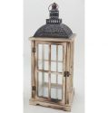 Hot selling Cheap christmas candle lantern wood Iron Top white wooden Lantern For Home Garden Decoration JL060126