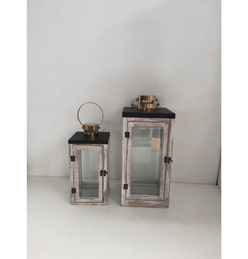 European style High Quality candle lantern hollow Top wooden Lantern For Home Garden Decoration JL060129