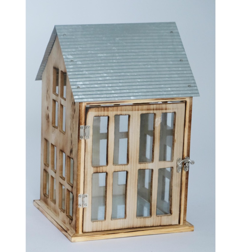 Farmhouse Vintage Decorative Wood Lantern Wash White Effect Outdoor Use for Wedding and Garden JL060181