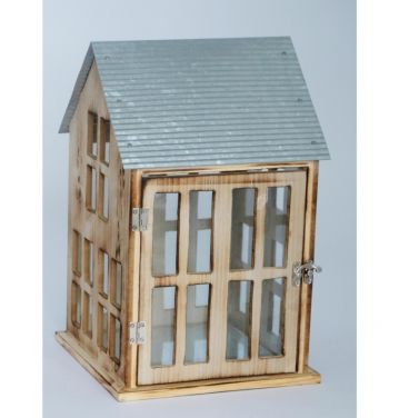 Farmhouse Vintage Decorative Wood Lantern Wash White Effect Outdoor Use for Wedding and Garden JL060181