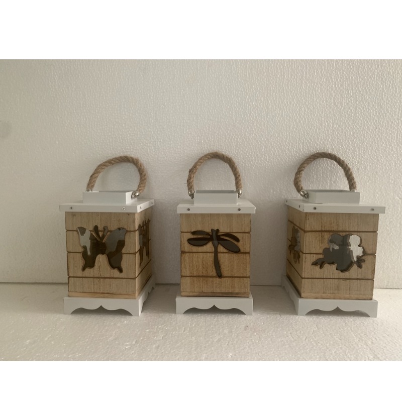 Farmhouse Vintage Decorative Wood Lantern Wash White Effect Outdoor Use for Wedding and Garden JL060183