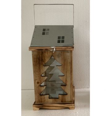 Decorative stainless Silver and White Wood Candle Holder JL060204