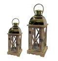 Decorative stainless Gold and Engineered Wood Candle Holder