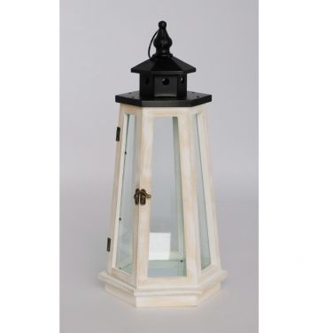 Farmhouse Vintage Decorative Wood Lantern Wash White Effect Outdoor Use for Wedding and Garden JL060264M