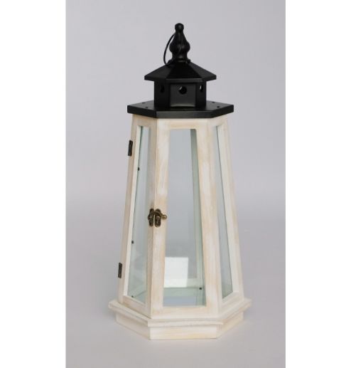 Farmhouse Vintage Decorative Wood Lantern Wash White Effect Outdoor Use for Wedding and Garden