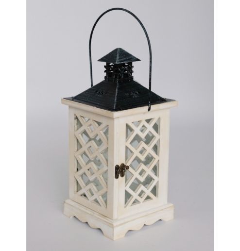 Farmhouse Vintage Decorative Wood Lantern Wash White Effect Outdoor Use for Wedding and Garden