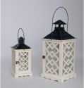 Farmhouse Vintage Decorative Wood Lantern Wash White Effect Outdoor Use for Wedding and Garden