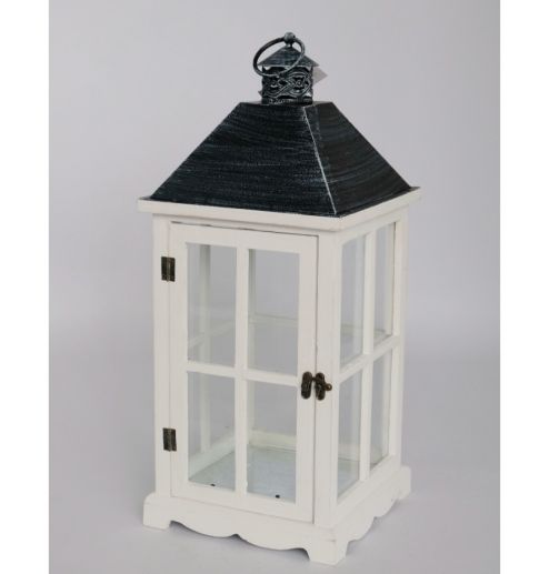 Farmhouse Vintage Decorative Wood Lantern Wash White Effect Outdoor Use for Wedding and Garden