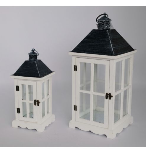 Farmhouse Vintage Decorative Wood Lantern Wash White Effect Outdoor Use for Wedding and Garden