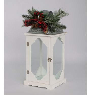 Farmhouse Vintage Decorative Wood Lantern Wash White Effect Outdoor Use for Wedding and Garden JL060267M/L