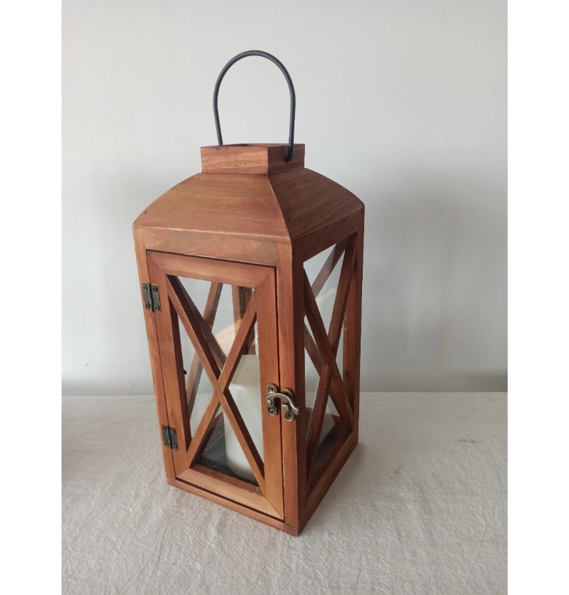 Farmhouse Vintage Decorative Wood Lantern Wash White Effect Outdoor Use for Wedding and Garden JL060283