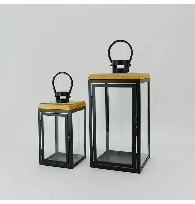 Farmhouse Vintage Decorative Wood Lantern Wash White Effect Outdoor Use for Wedding and Garden JL060288