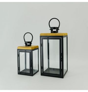 Farmhouse Vintage Decorative Wood Lantern Wash White Effect Outdoor Use for Wedding and Garden JL060288