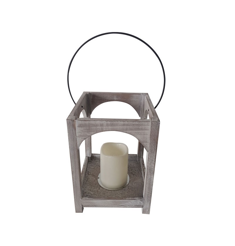 Farmhouse Vintage Decorative Wood Lantern Wash White Effect Outdoor Use for Wedding and Garden JL060290SM