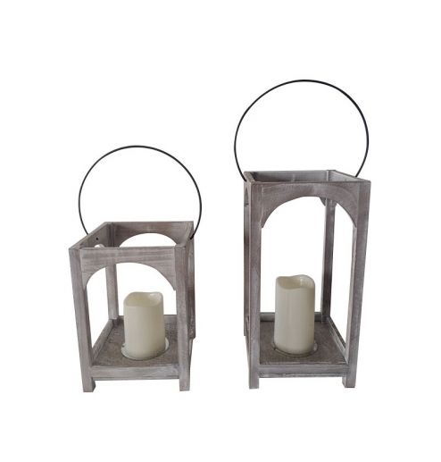 Farmhouse Vintage Decorative Wood Lantern Wash White Effect Outdoor Use for Wedding and Garden