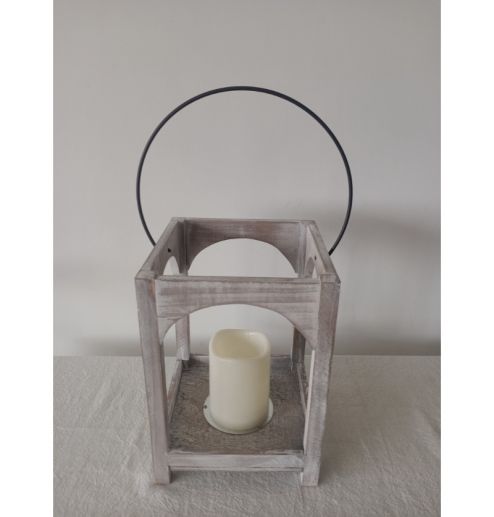 Farmhouse Vintage Decorative Wood Lantern Wash White Effect Outdoor Use for Wedding and Garden