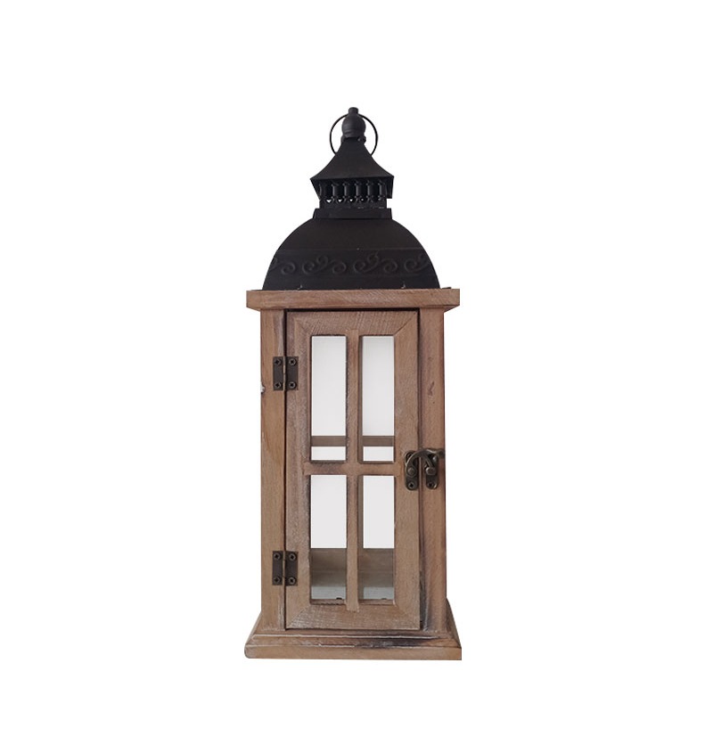 Farmhouse Vintage Decorative Wood Lantern Wash White Effect Outdoor Use for Wedding and Garden JL060291