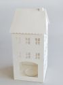 Metal Sheet Hanging Candle Lantern With White Powder Coating House Shape Design For Home Decoration