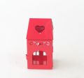 Hot Sale Christmas House Shape Candle Holders Red Lantern Metal Small Lantern