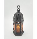 Morocco Iron Frame Lantern Patterned glass Hanging Lantern Candle Holder
