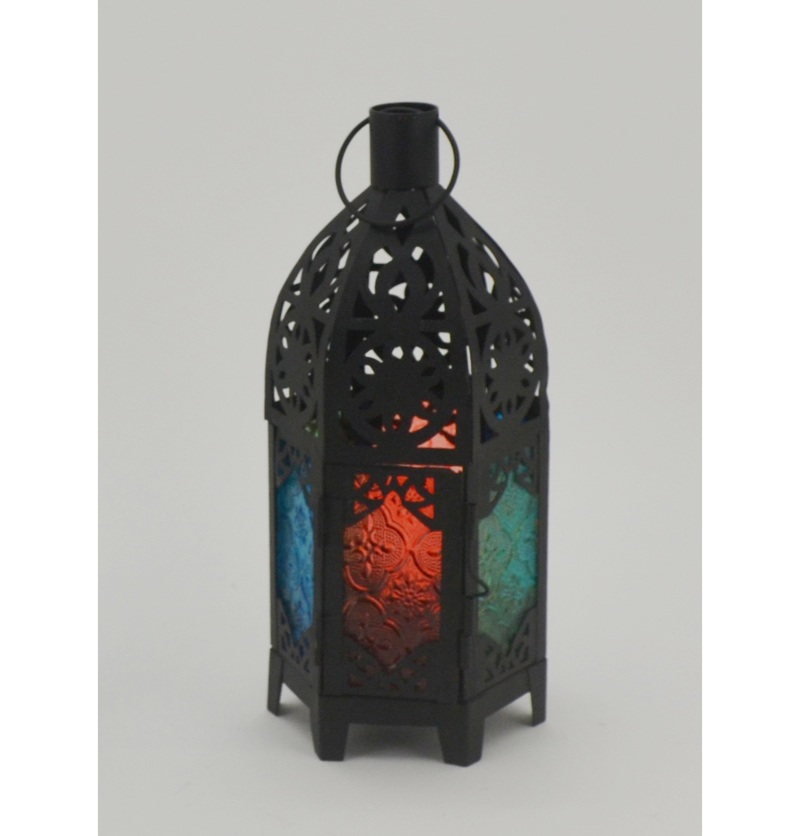 Handmade Colorful Moroccan Modern Decorative Hollow Metal Outdoor Candle Holder Lantern JL010164