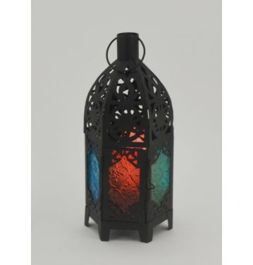 Handmade Colorful Moroccan Modern Decorative Hollow Metal Outdoor Candle Holder Lantern JL010164