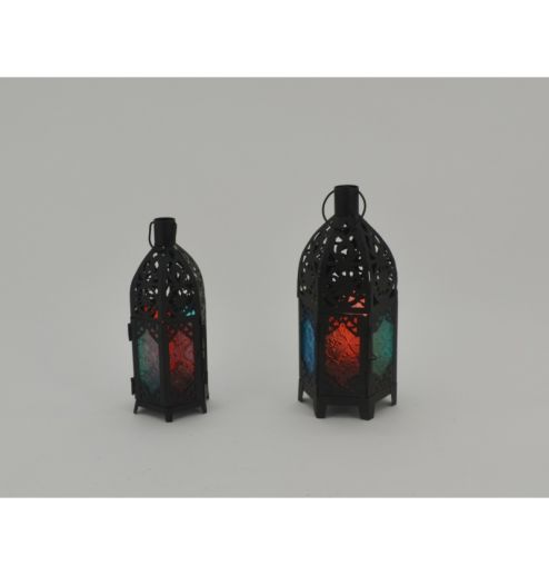 Handmade Colorful Moroccan Modern Decorative Hollow Metal Outdoor Candle Holder Lantern