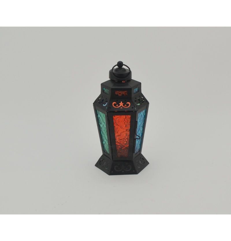 Moroccan Lantern Antique Lantern Decorative Iron Metal and Glass Candle Holder JL010642S