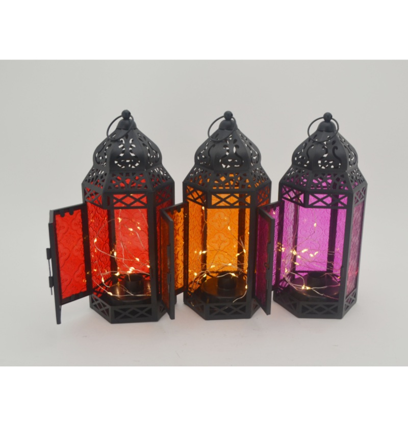 Modern Multi-Color Glass Moroccan Candle Holder Home Decorative Lantern JL011702