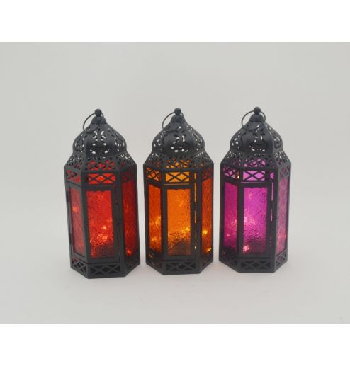 Modern Multi-Color Glass Moroccan Candle Holder Home Decorative Lantern