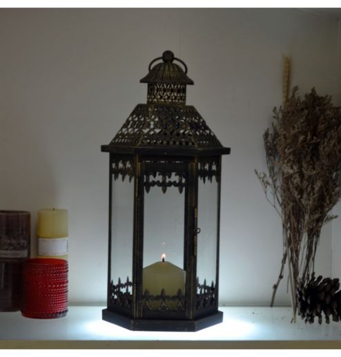 Metal Glass Hanging Candle Lantern Custom Color Moroccan Candlestick for Home Decor