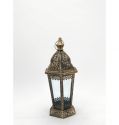 Handmade Metal and Glass Gold Moroccan Candle Lantern For Indoor Floor Lantern Decoration