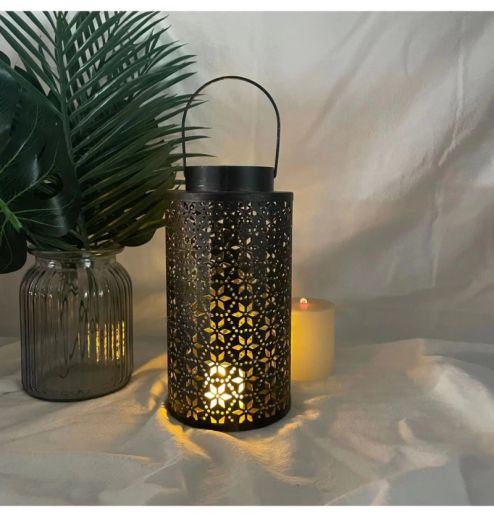 Hollow Metal Snow Pattern Cylinder Candle Holder Wedding Centerpieces Decorative Iron Candlestick Lantern Decor Crafts
