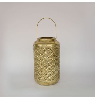 Round Shaped Golden Color Metal Body Candle Lanterns With Customize Color For Wedding Decor Candle Holder JL040095