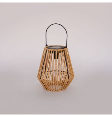 Retro Outdoor Hanging Solar Garden Light round Rattan Bamboo Lantern Balcony Decor JL230001
