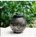 Hollowed-Out Metal Lantern Outdoor Decorative Lamp Solar Lanterns Hanging Lights Lawn Pathway Lights