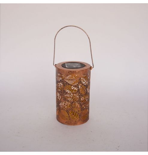 Solar LED Lantern Leaf Pattern Garden Light Metal Hollow Shadow Balcony Xmas Holiday Outdoor Lighting